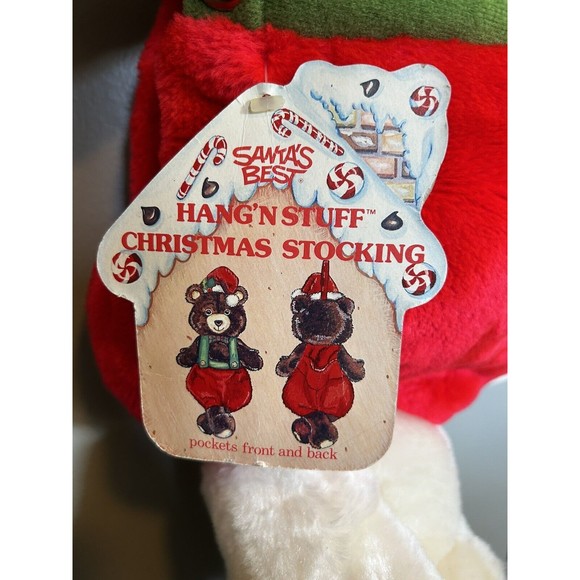 Vintage Rennoc Plush White Cream Teddy Bear Christmas Stocking Hang N Stuff Rare - Picture 12 of 16